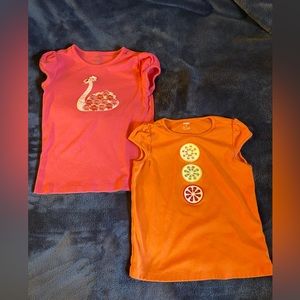 EUC.  Lot of 2 - Gymboree Pink & Orange Short Sleeve Shirts. Girls Size 9.
